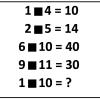 1 operated with 4 equals 10. 2 operated with 5 equals 14. 6 operated with 10 equals 40. 9 operated with 11 equals 30. What is the value of 1 operated with 10?